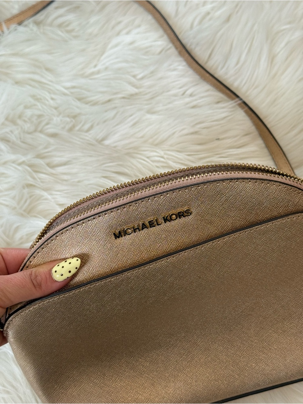 Michael Kors Rose Gold Metallic Dome Crossbody - Picture 2 of 5